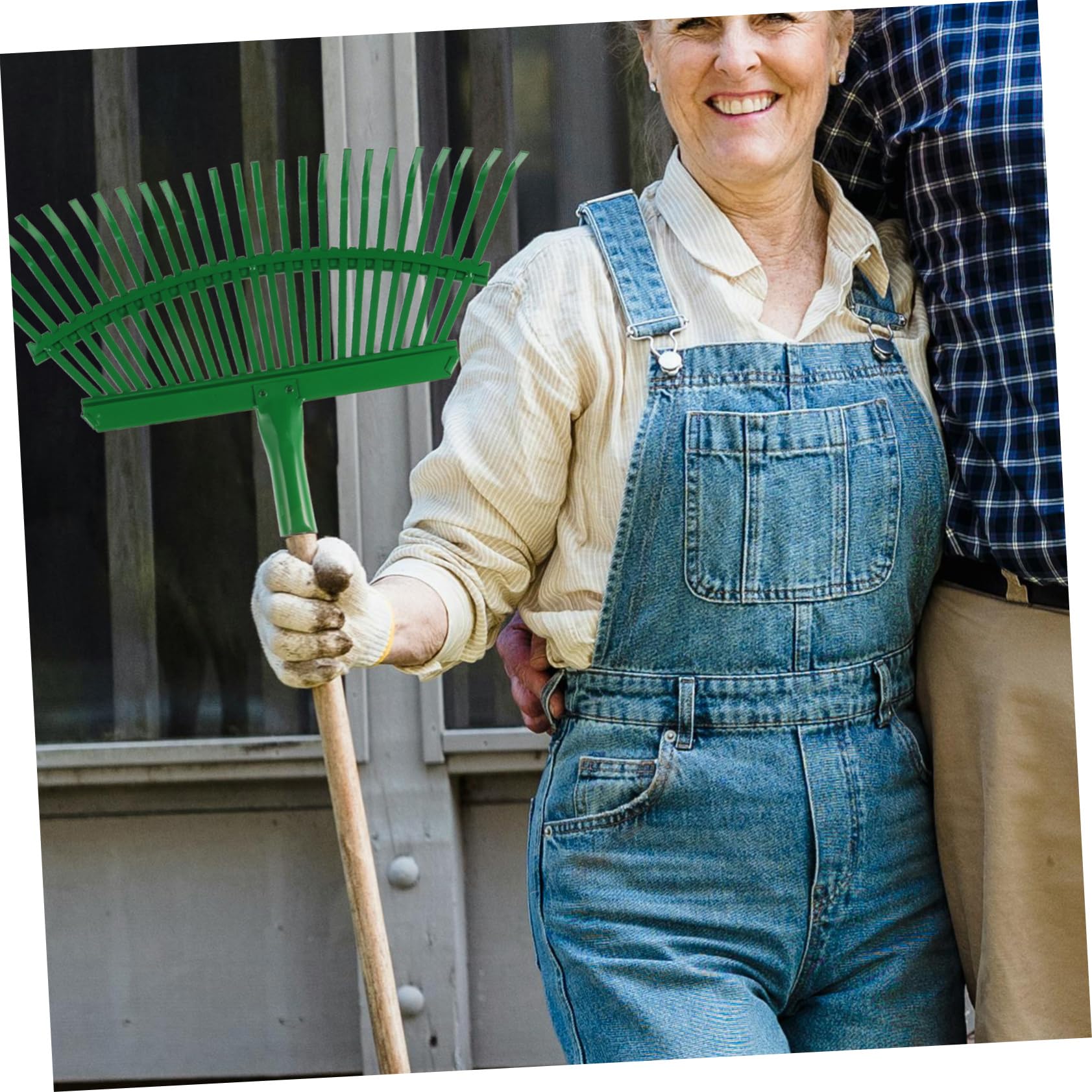 Handrechen Gartenrechen Laubrechen aus Kohlenstoffstahl mit 25 Zähnen Gartenarbeit Laubbesen für Rasen Terrasse Gartengerät Außenbereich