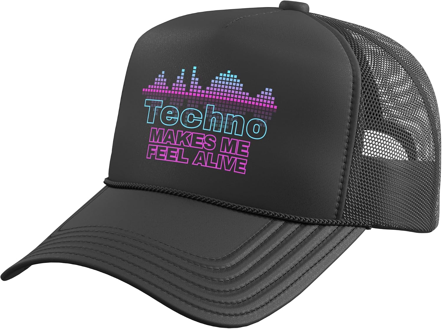 Rave 90s Electro Music Festival Trucker Hat with Adjustable Mesh Back
