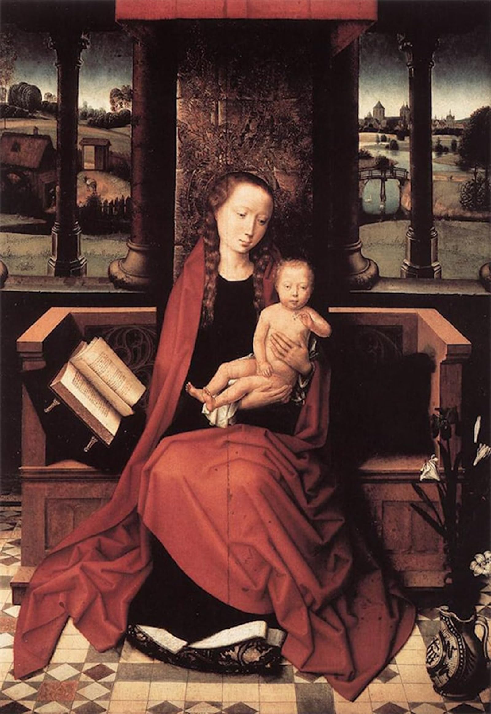 HRJUBWREE Famous Paintings Pictures Artwork Picture Virgin and Child Enthroned by Hans Memling Photo Wall Print for Home Decor 60x90cm