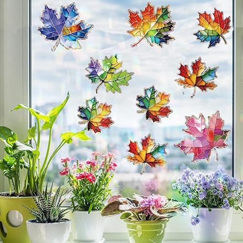 Miniatura 8 de 12 calcomanías de ventana para golpes de pájaros, adhesivos anticolisión, calcomanías de ventana de reflejo de arco iris, calcomanías estilo girasol