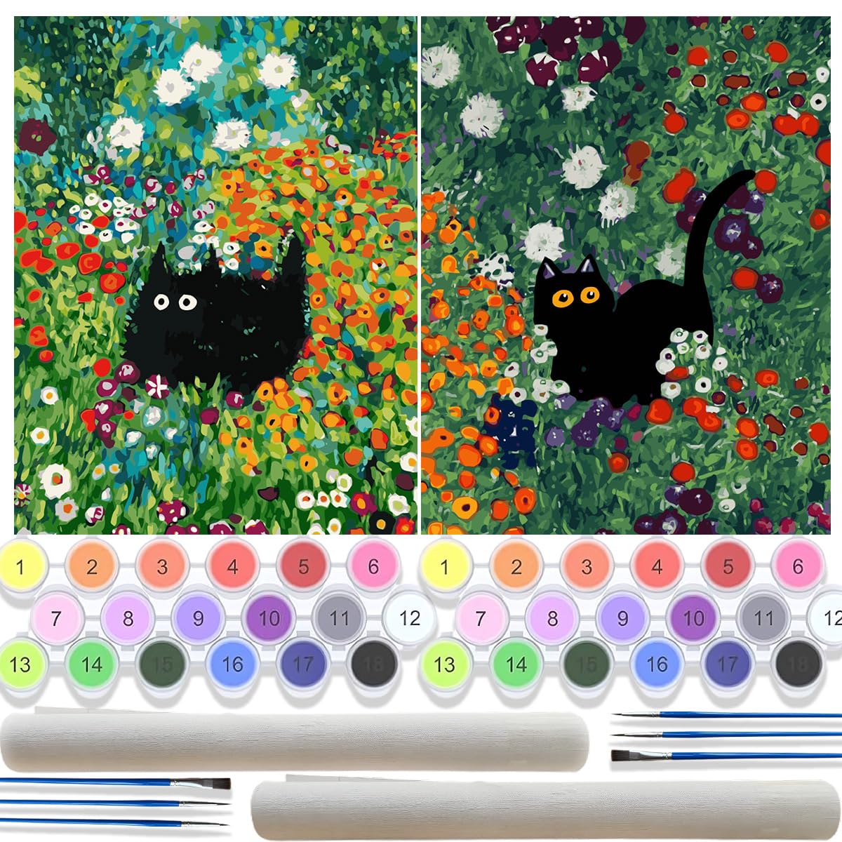 Amazon.com: TONGZONGFU 2 Pack Black Cat Paint by Numbers Kit for