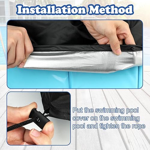 Miniatura 5 de YUEPET Cubierta redonda de piscina para perros de 63 pulgadas, cubierta de piscina portátil para niños, cubierta de piscina plegable plateada