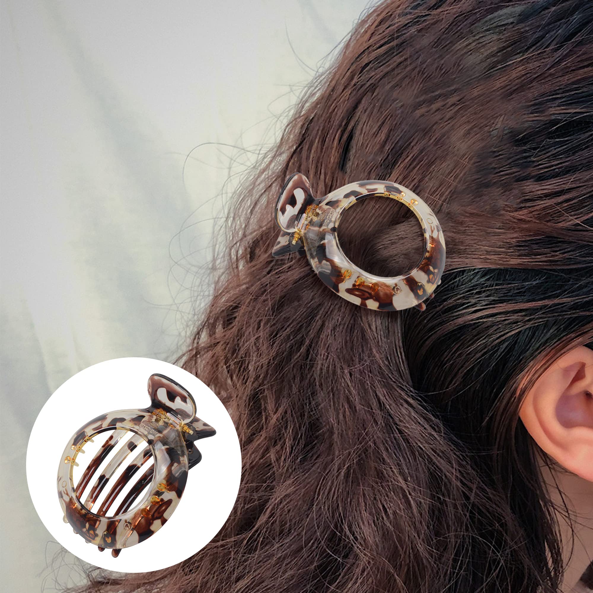 AEGYPIUS Flat Claw Clips for Women 2.9 x 2.3 inches Flat Hair Clips for Women Flat Claw Clip Small Hair Claw Resilient Spring Light Brown Accessory Small Claw Clips for Hair Styling - Image 2