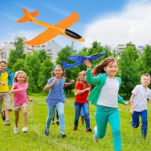 Miniatura 27 de VCOSTORE Paquete de 2 aviones de espuma para niños, aviones planeadores de espuma de 13.3 pulgadas, juguete de aviones voladores de espuma de 2