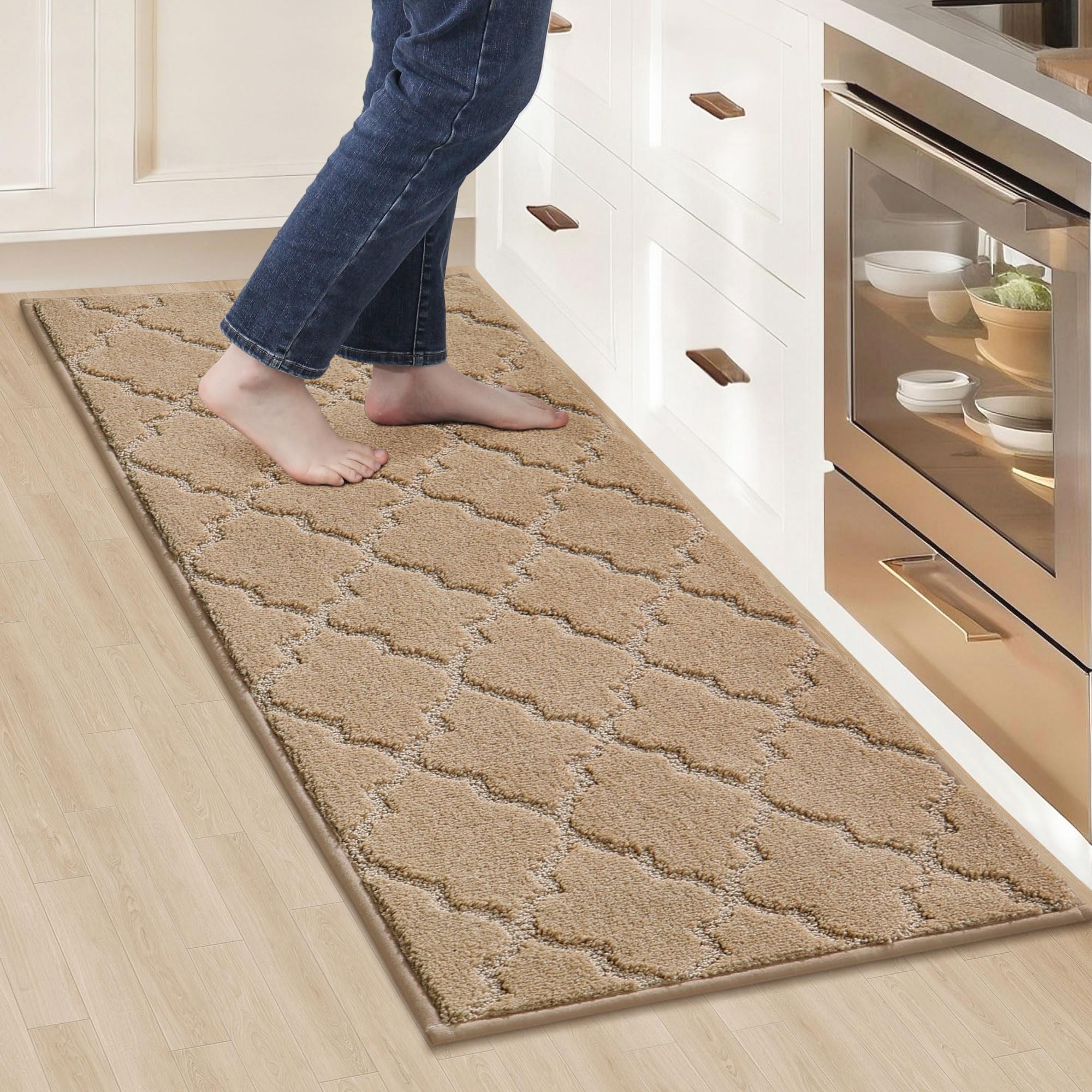 COSY HOMEER-Kitchen-Rugs 20"x48" Non-Slip Absorbent Soft Kitchen Runner Rug Polyester Kitchen Mats for Floor Washable Kitchens Standing Floor Mat for