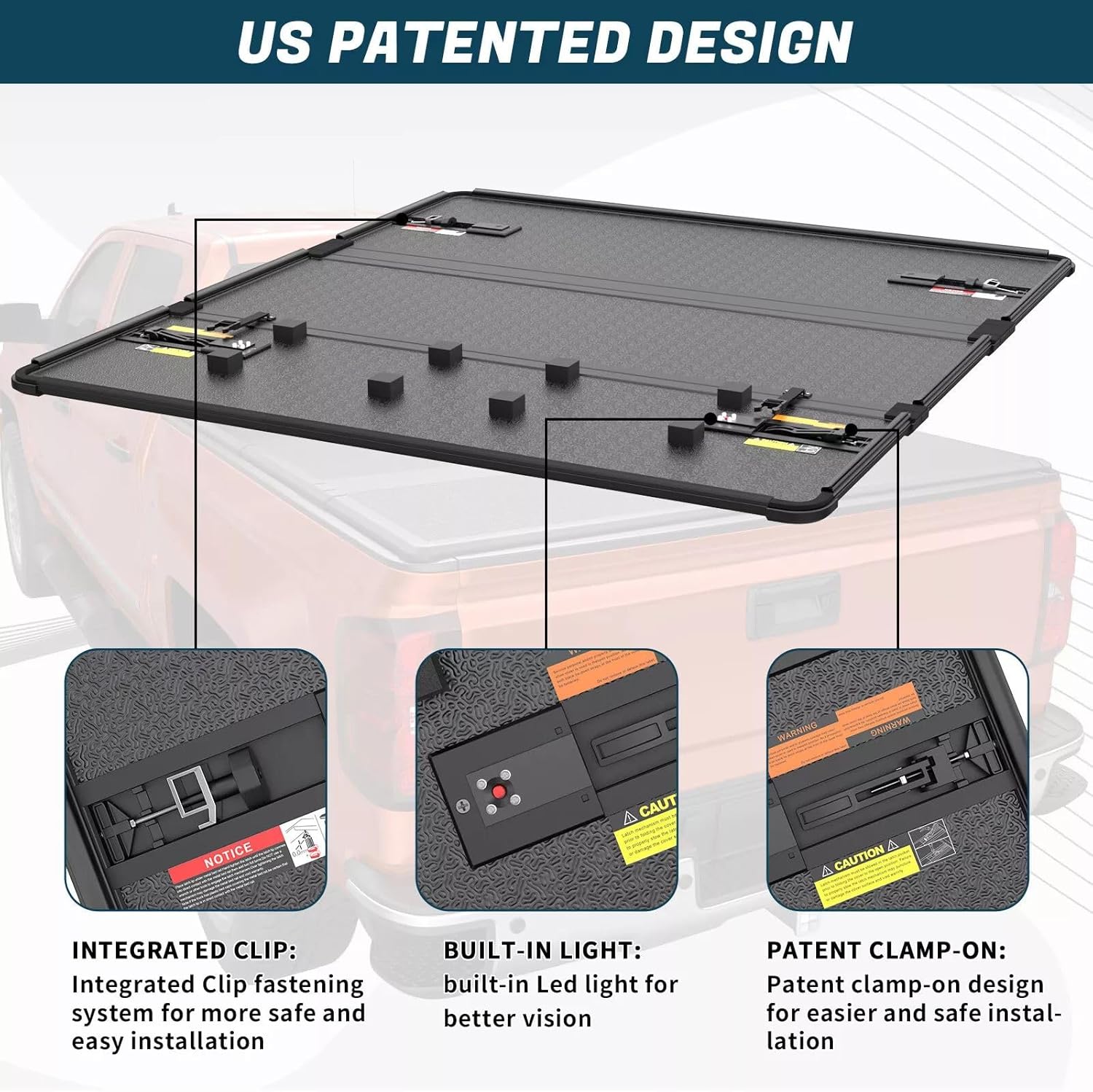 PENSUN 5FT Tri-Fold Hard Truck Bed Tonneau Cover Fit for 2020-2026 Jeep Gladiator On Top (60inch) All Weather