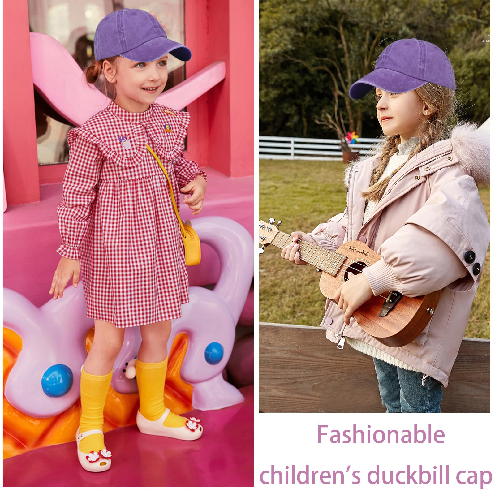 Gorra de Béisbol Lavadas Niños, 100% Cotton, Gorras de Béisbol Unisex para Adj Gorra con Visera y Cierre Ajustable, para Casuales Running Beisbols Tenis Golf, Niños y Niñas de 3-8 Años