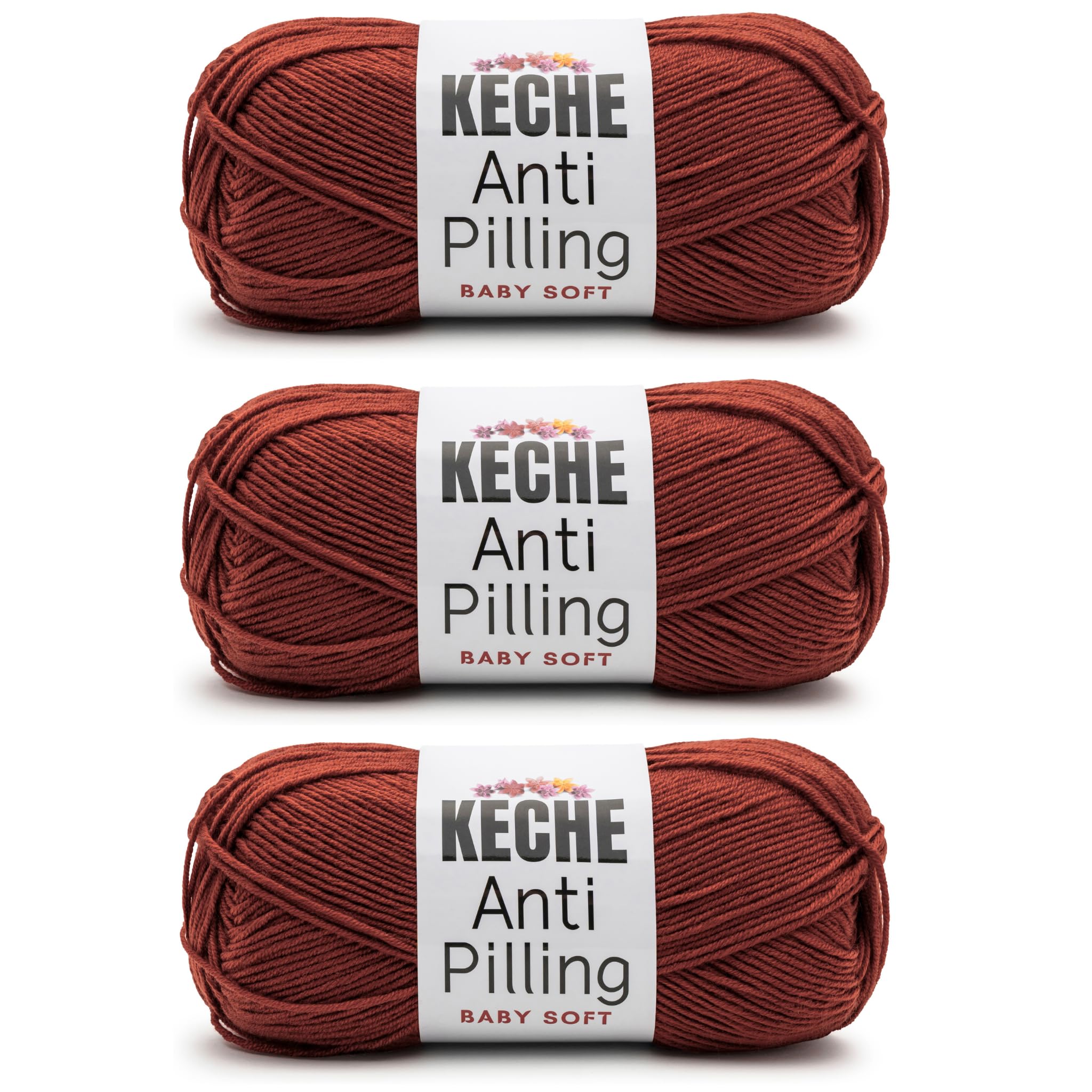 Soft DailyKnit DK Yarn, 100% Anti-Pilling Acrylic for Knitting Crocheting, Light Weight #3 (3.52 oz / 274 Yds) 1 Skein - Red — view 63