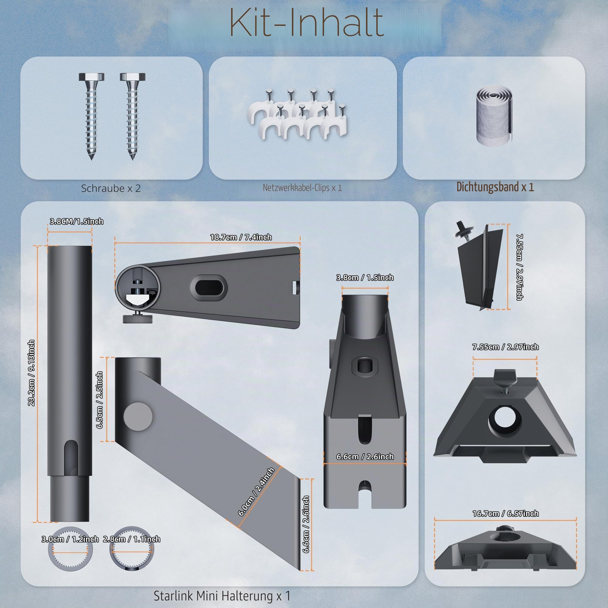 Joinfworld Starlink Mini Halterung,360°Drehung Starlink Mini Wandhalterung | Starlink Mini Balkon Halterung,Starlink Mini-Dachhalterung,Neigungswinkel um 90° verstellbar für besseres Signal