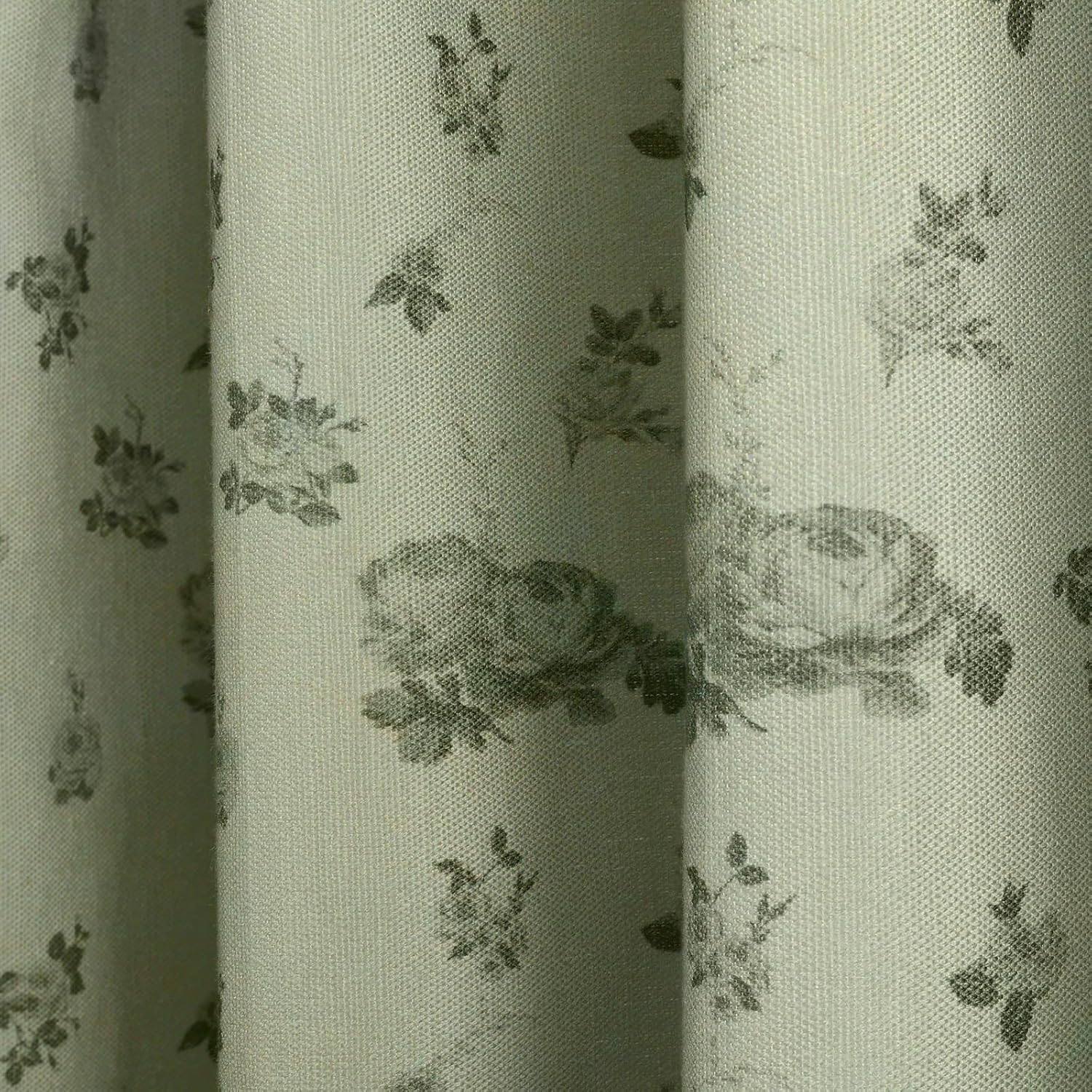 TWOPAGES Pinch Pleat Floral Print Curtain 84 Inch Long Light Filtering Drape Linen Cotton Curtain for Living Room Bathroom (Faded Sage, 72W x 84L Inches, 1 Panel)