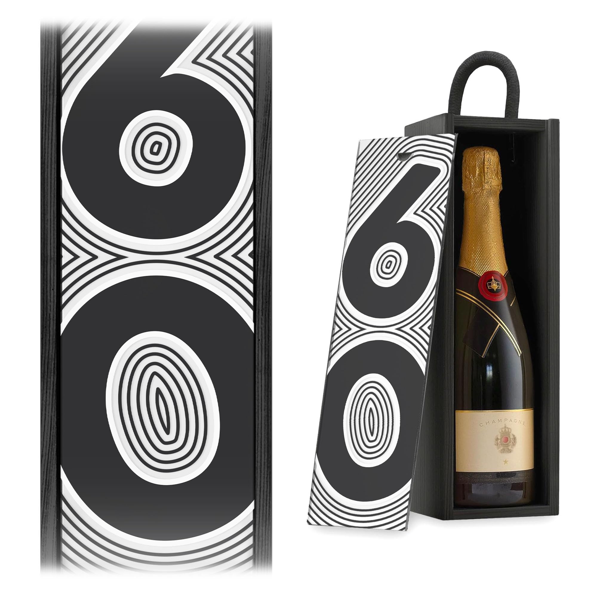 A1 Graphics Ltd 60th Birthday Champagne Wine Gift Box Milestone Birthday Gift For Him Her (White, Natural Box)