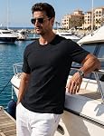 EKLENTSON T-shirts en coton cou rond Manche courte Tee Plain Moisture Wicking Casual Tshirts couleur unie pour homme
