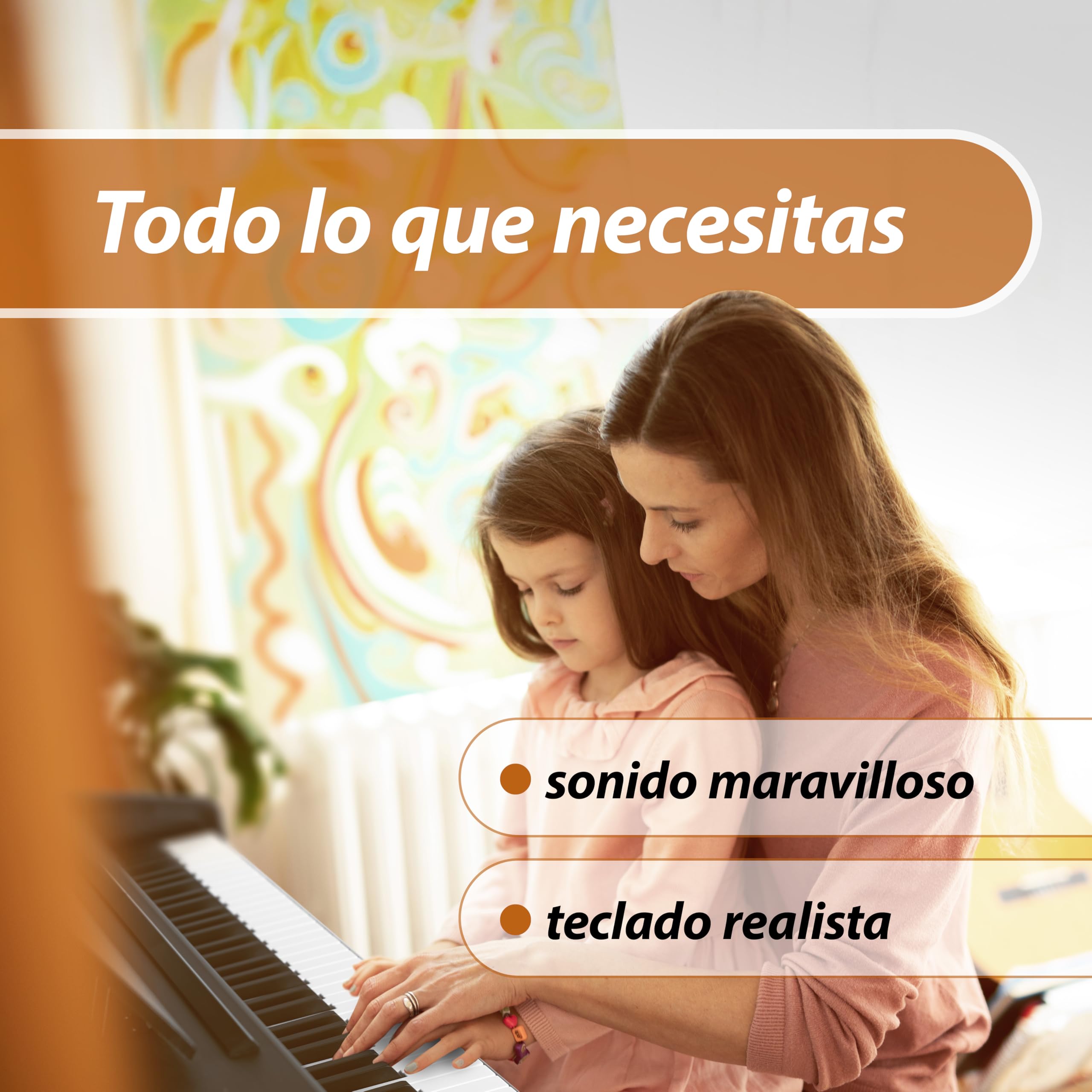 Classic Cantabile DP-50 Piano digital 88 teclas con mecanica martillo - Teclado electronico USB/MIDI local, 32 polifonía, 14 voces y funcion Twin-Piano - Organo musical para ninos - Negro mate | Alcance de tono: 7 1/4 octavas, atril plegable, cubierta de