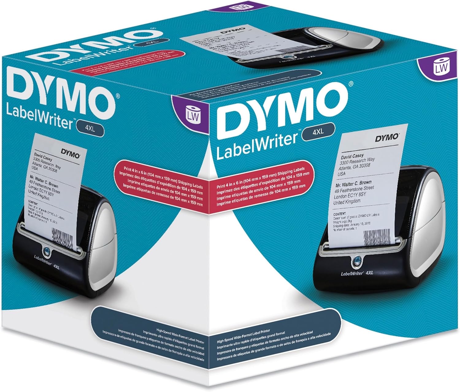 DYMO LabelWriter 4XL Desktop Direct Thermal Printer - Monochrome - Label Print - USB - Silver (Renewed)