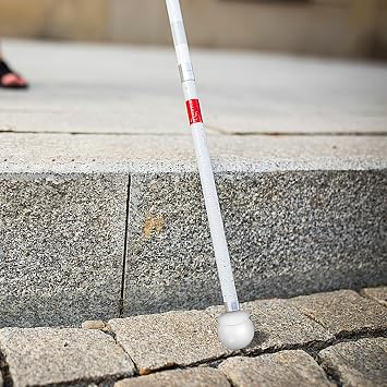 White Rolling Walking Tip with Rotating Head for Blind Stick and Mobility Cane, Plastic Round Ball Easy to Install Blind People Gadgets for Indoor and Office Use