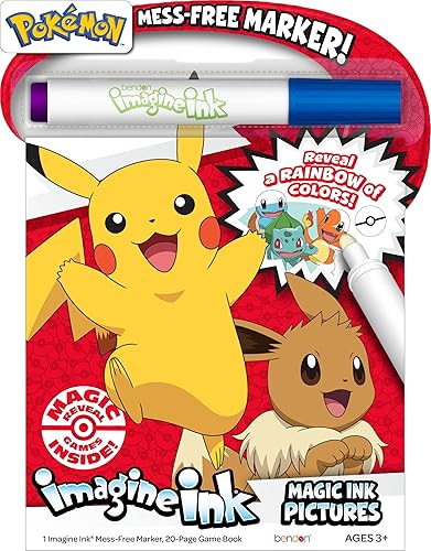 Bendon Imagine Ink Pokemon Magic Ink - Libro de imágenes y juego con marcador sin desorden