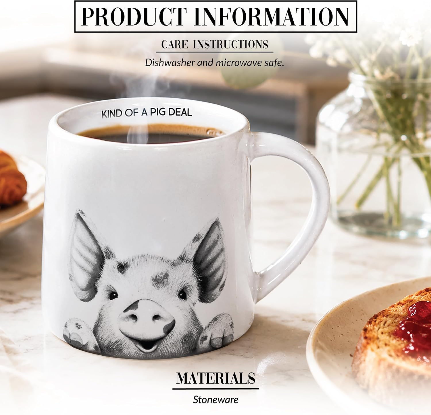 Pavilion Gift Company - Kind Of A Pig Deal - Piggy - 17 Oz Coffee Mug Tea Cup Farm Animal Farmer