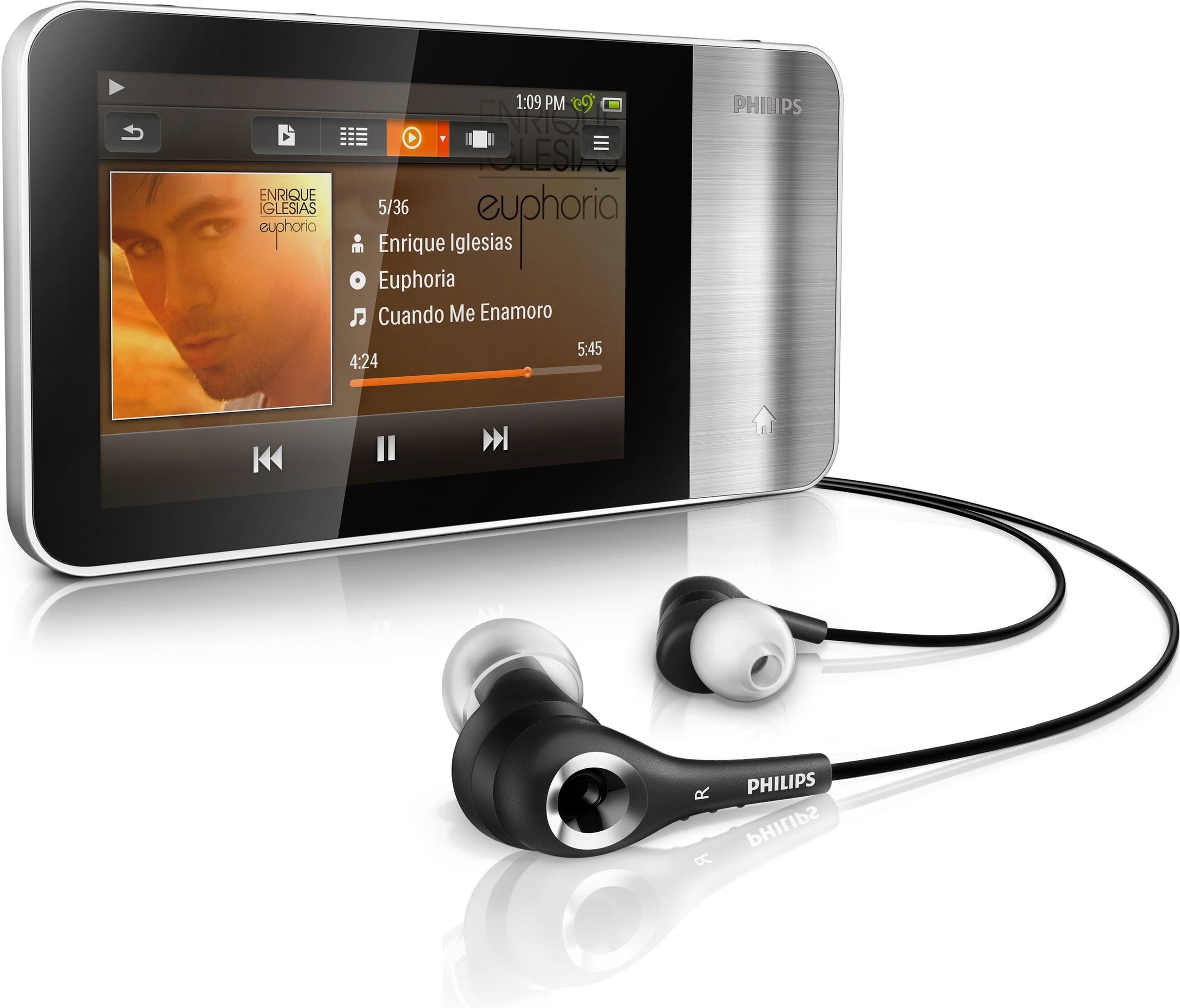 Philips GoGear MUSE 16GB MP4 Player 3.2 inch Touch Screen Display, Micro SD Card Slot, Video Playback and FM Radio - Silver