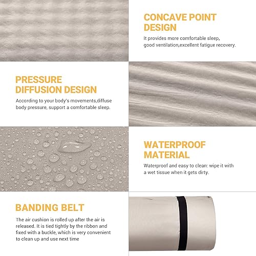 Miniatura 5 de Colchón doble autoinflable para acampar triple zona con 2 almohadas espuma ligera para senderismo picnic al aire libre de KingCamp