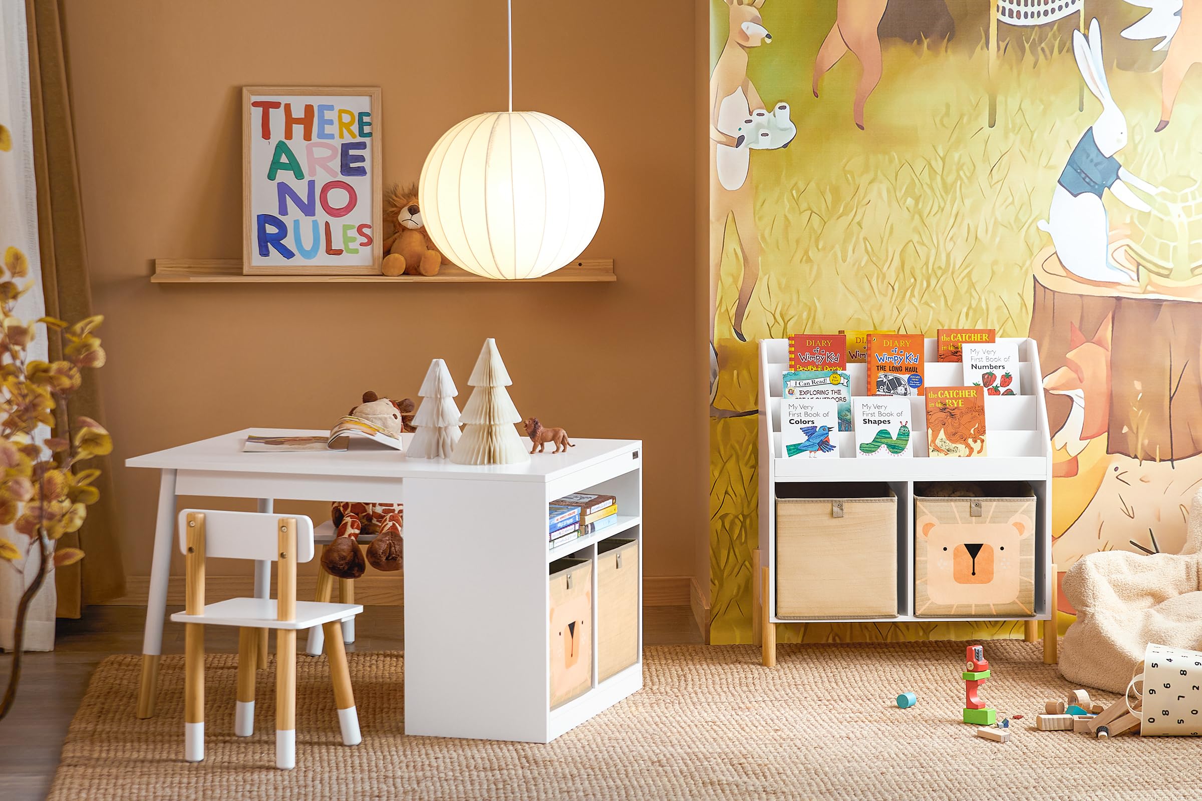SoBuy Kindertisch mit 2 Stühlen Kindersitzgruppe mit Stauraum Spieltisch Kinder multifunktionaler Aktivitätstisch Kindersitzgruppe innen Kinder Tisch Stuhl Set Weiß KMB113-W