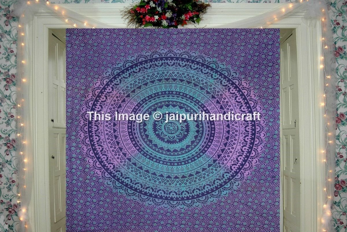 Labhanshi Indian Mandala Tapestry Hippie Hippy Wall Hanging Throw Bedspread Dorm Tapestry Decorative Wall Hanging, Ombre Mandala Tapestries