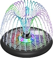 SZMP Upgraded 5W UFO Solar Fountain Pump with Colorful LED Lights, 7 Nozzles & 4 Fixers for Bird Bath, Garden, Pool Decor