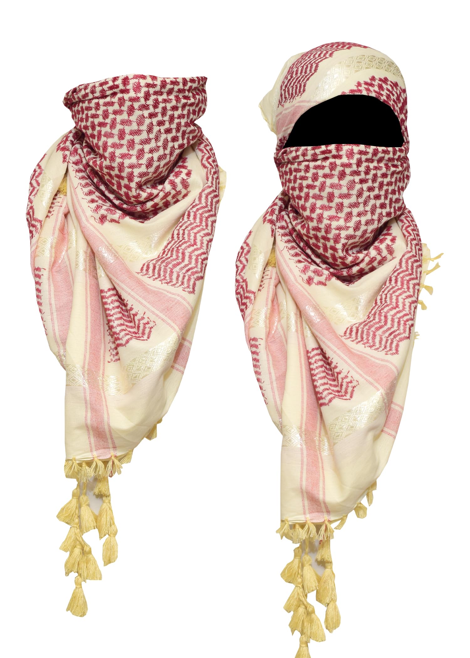 Classic Embroidered Cotton Blend Desert Fancy Scarf for Men, palestinian keffiyah Arafat Shemagh Arabian Neckerchief Face Scarf, All-Season Multi-Purpose Rumal (48X48 Inch) Enterprises