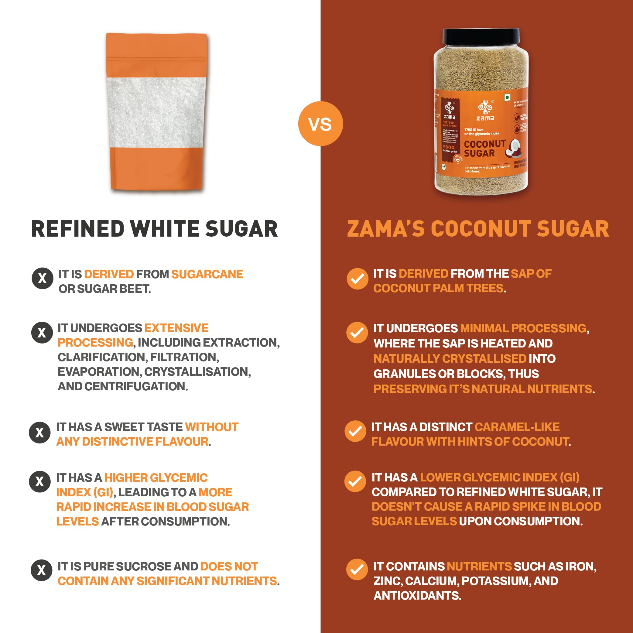 Zama Coconut Sugar 800g | Coconut Palm Sugar | Subtle Caramel Flavour | Sugar Substitute | Unprocessed and unrefined | Plant Based | Coconut Jaggery - Image 3 thumbnail