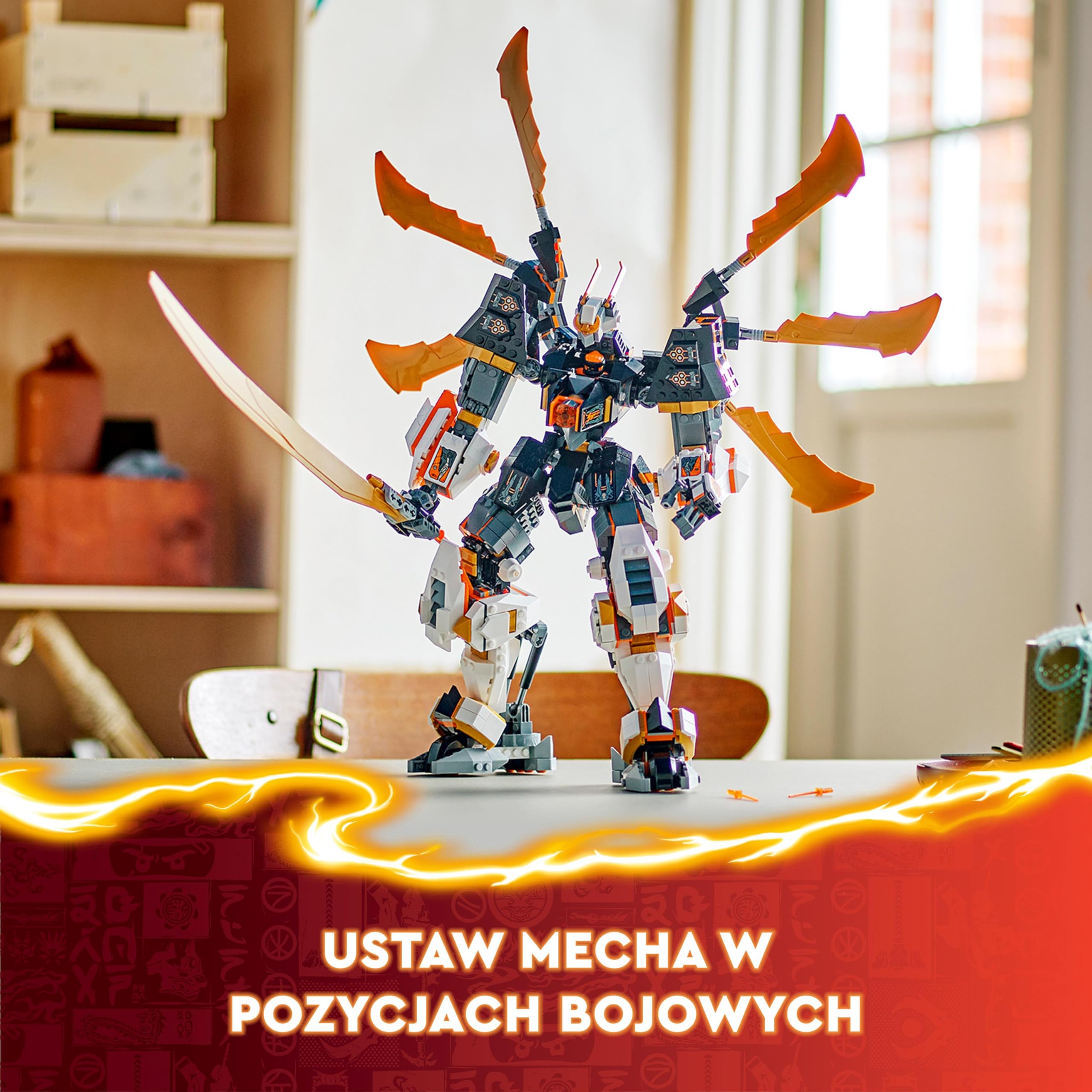 LEGO NINJAGO Tytanowy smok-mech Cole’a, Zabawki Ninja dla Dzieci, Chłopców i Dziewczynek, z 1 Minifigurką, Prezenty dla Nastolatków i Fanów Serialu Smoki Powstają, 71821