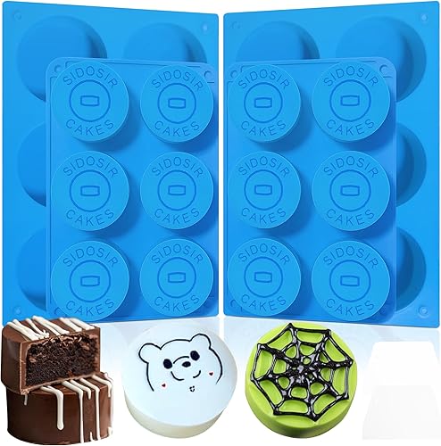 Sidosir Juego de moldes originales para pasteles, moldes de silicona para tartas cubiertas de chocolate, molde redondo de silicona con 2 escropers