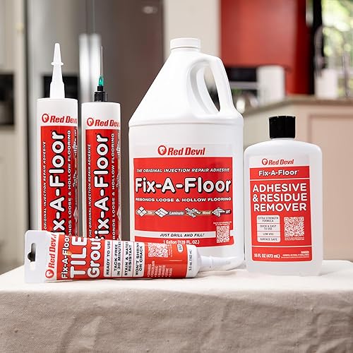 Vista 10 de El adhesivo original Fix-A-Floor para reparación de azulejos sueltos con jeringa - Adhesivo para reparación de pisos de azulejo, porcelana