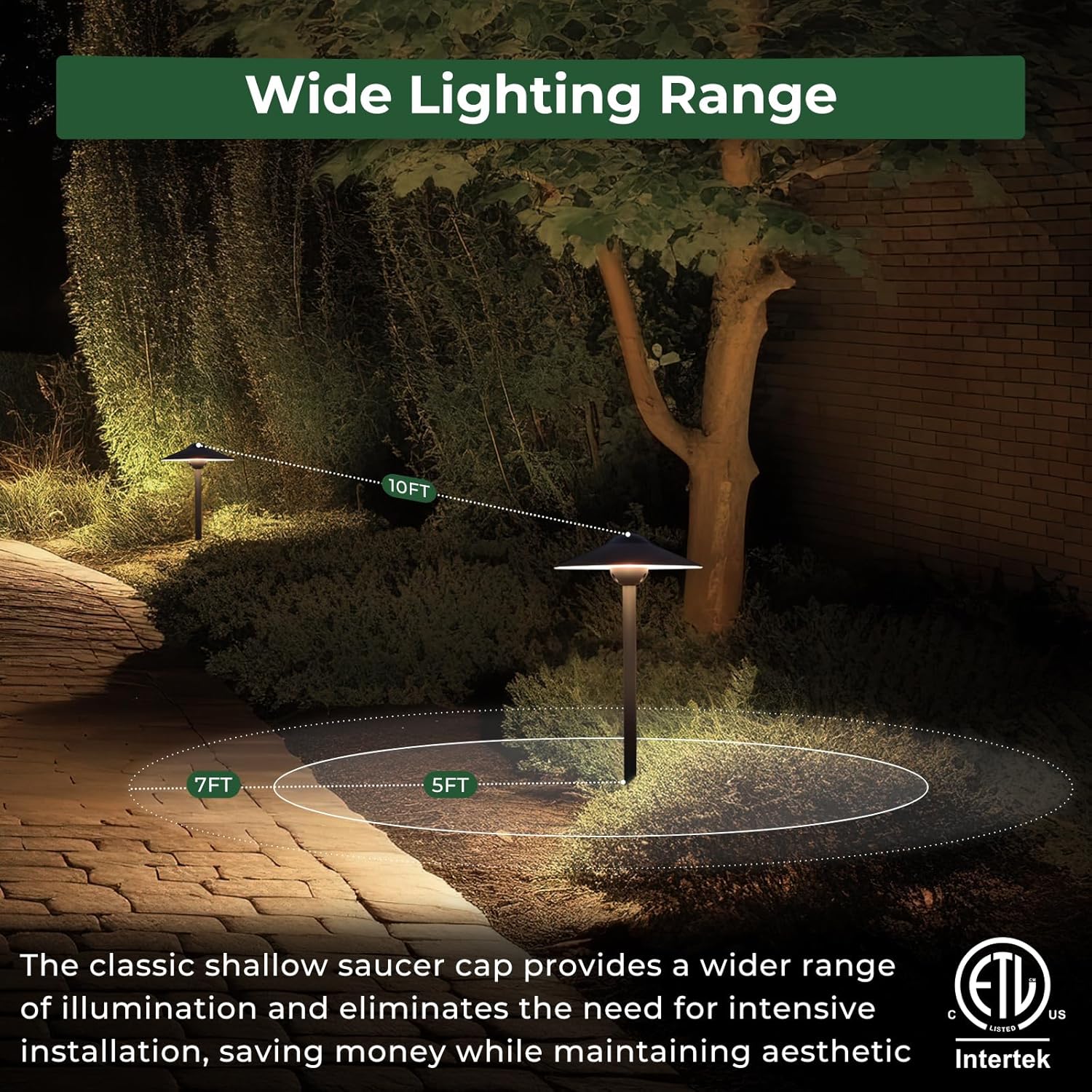 Gardencoin Low Voltage Pathway Lights (8.5'' Shade, 21.5'' Tall),12V Outdoor LED Landscape Path Lights Wired, Aluminum Pathway Lighting with 3W 2700K Replaceable Bulb for Walkway Garden Yard, 6 Pack - Image 3