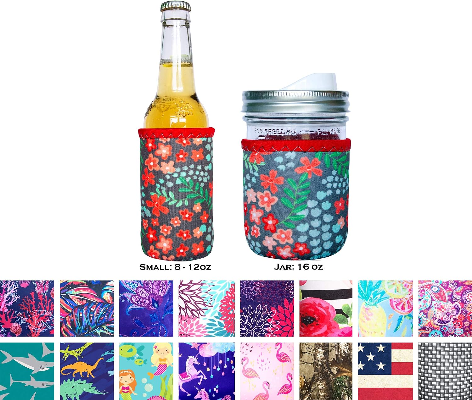 Koverz for Jars - #1 Neoprene Mason Jar Coolie 16 oz Insulator Sleeve - Flourishing