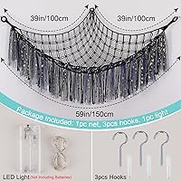 Vista 6 de FIOBEE Red de Animales de Peluche o Hamaca con Luz LED, Hamaca de Juguetes Colgante Organizador de Almacenamiento Soporte para Animales de Peluche