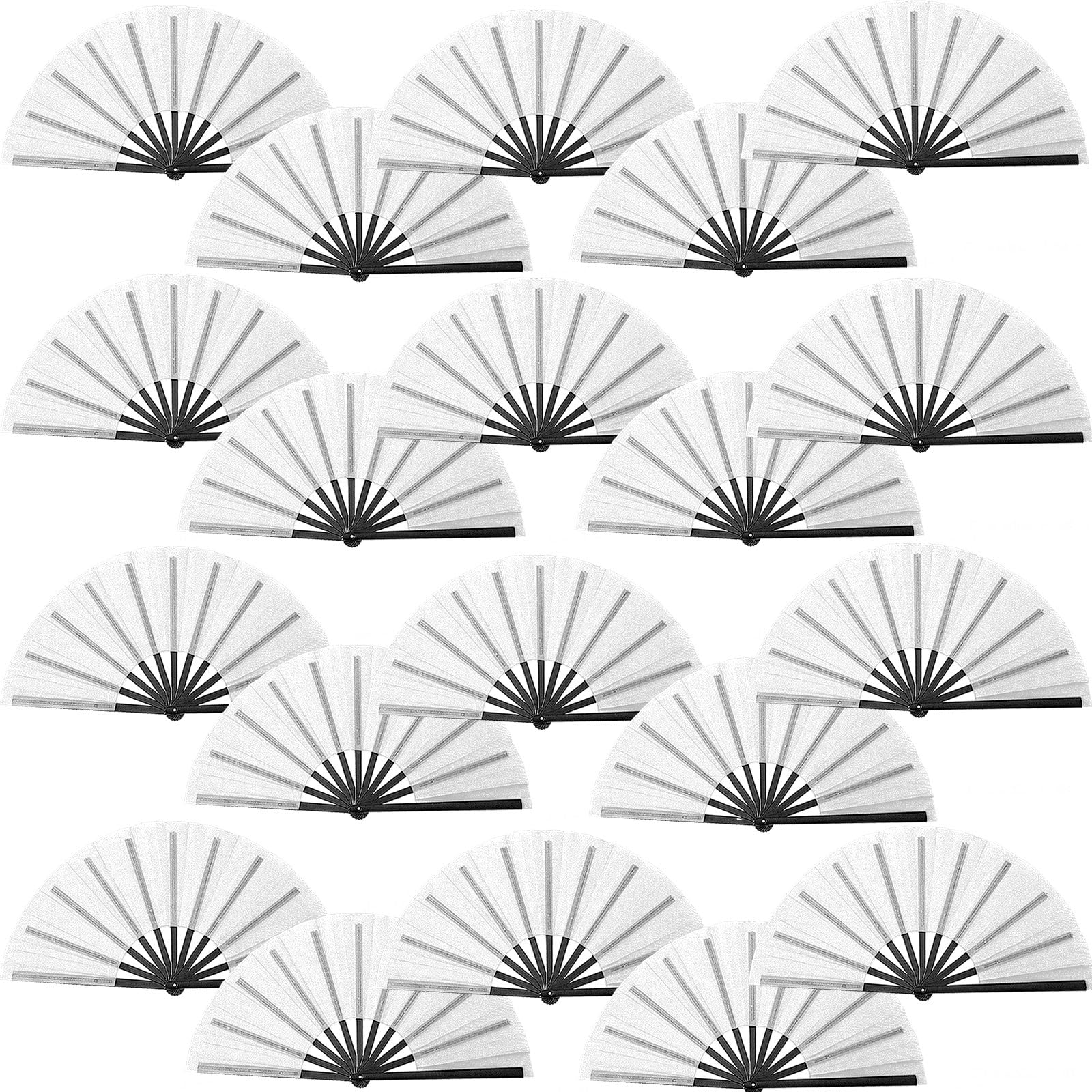 20 Pcs Hand Fans for Line Dancing Bulk, Chinese Kung Fu Tai Chi Hand Fans for Women Foldable for Festival Dance Party (White) โ image 1