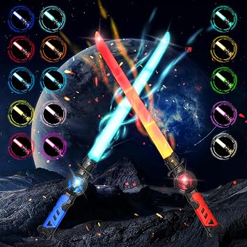 Meleager Meleager Pack de 2 Sabres Téléscopiques LED 15 Couleurs