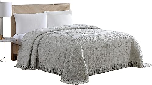 Miniatura 35 de Beatrice Home Fashions Colcha de Chenilla con Medallón, Full, Blanco