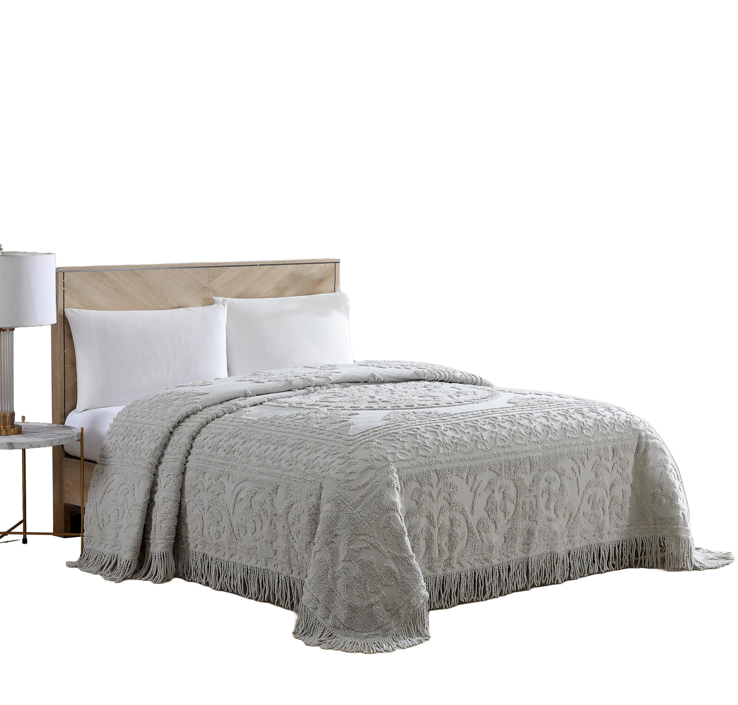 Beatrice Home Fashions Medallion Chenille Bedspread, King, Gray