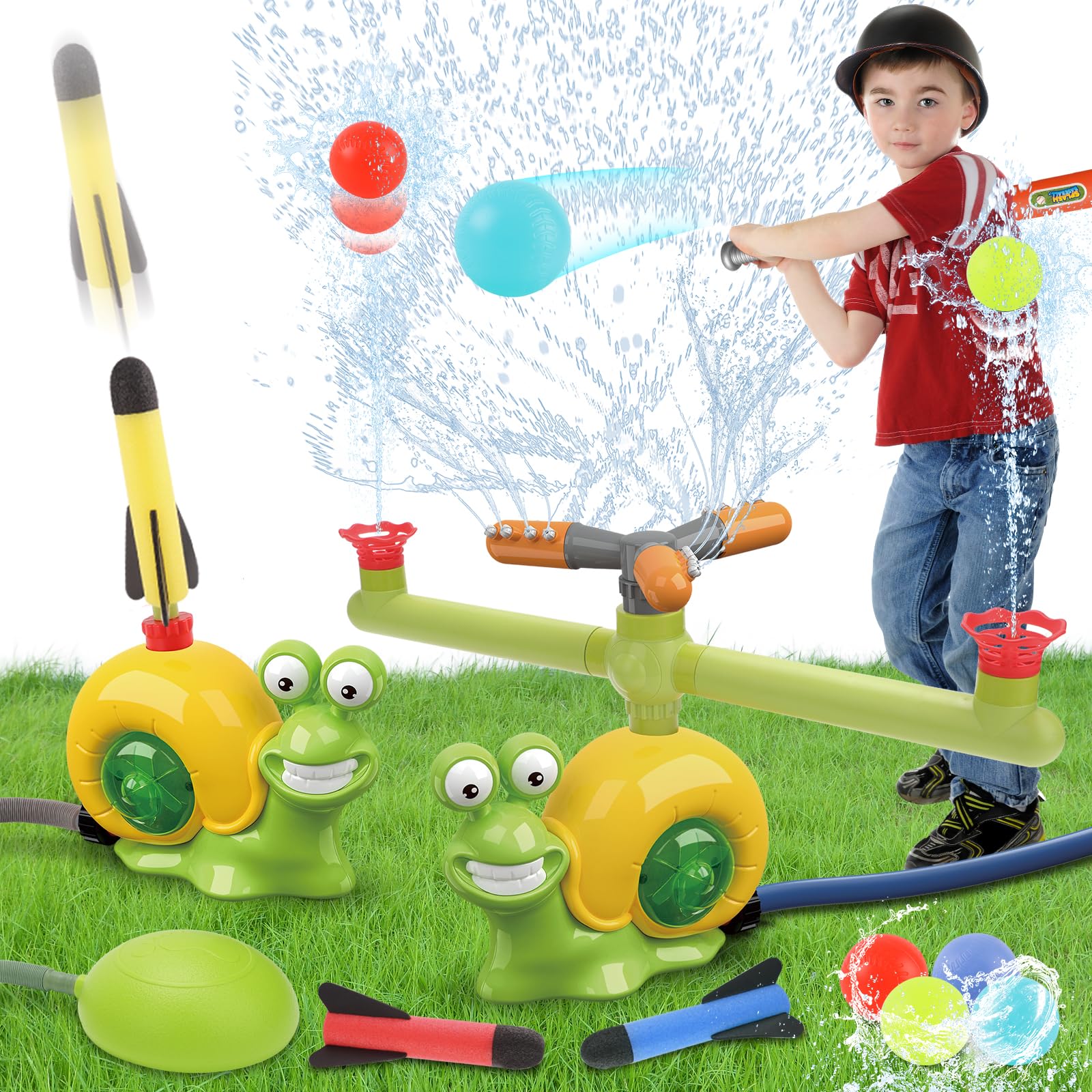 Aspersor De Agua Con Forma De Cohete Para Niños - Juguete De Verano Que Rota 360° Hasta 2m De Altura