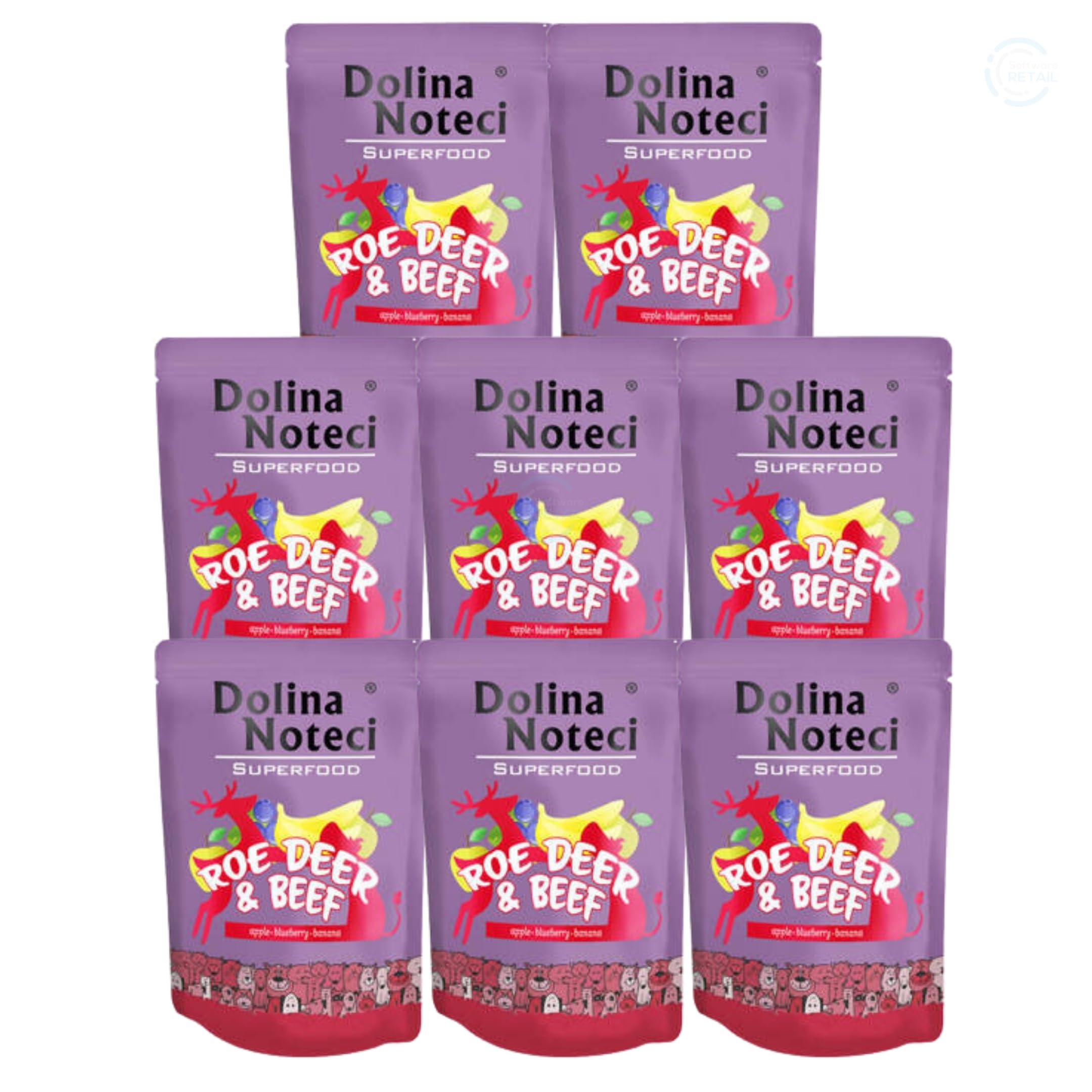 Dolina Noteci Premium SUPERFOOD Grain-Free Wet Dog Food for All Breeds – Natural Recipes, Tailored Nutrition, Unique Meats & Functional Supplements, No Additives (Roe Deer & Beef, 8x300g)