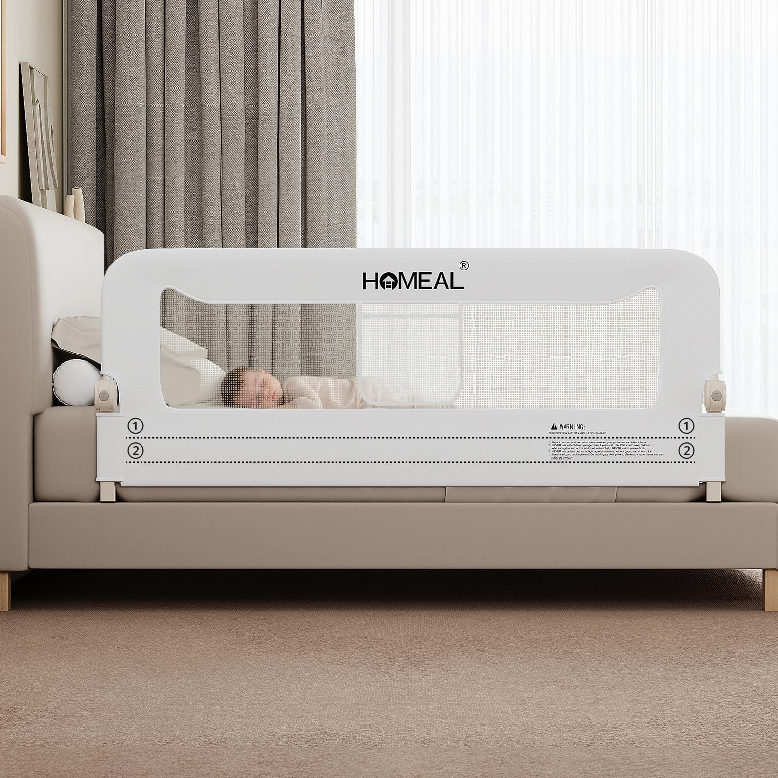 Barrière de lit pour tout-petits grille de sécurité grand lit 150cm
