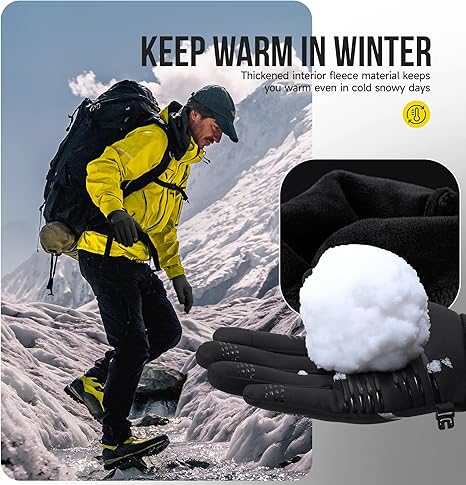 Gants D'hiver Chauds Pour écran Tactile, Réglables, Coupe-vent