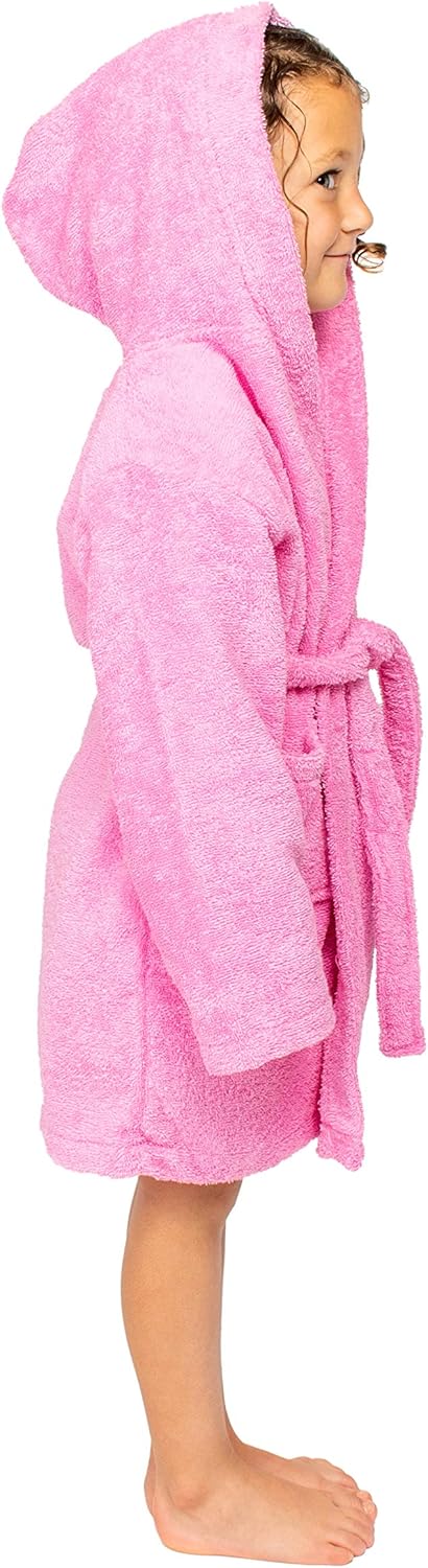 BAGNO MILANO Organic Turkish Cotton Kids Bathrobe, Soft Terry Cotton-Acrylic Hooded Towel Robe for Boys, Girls