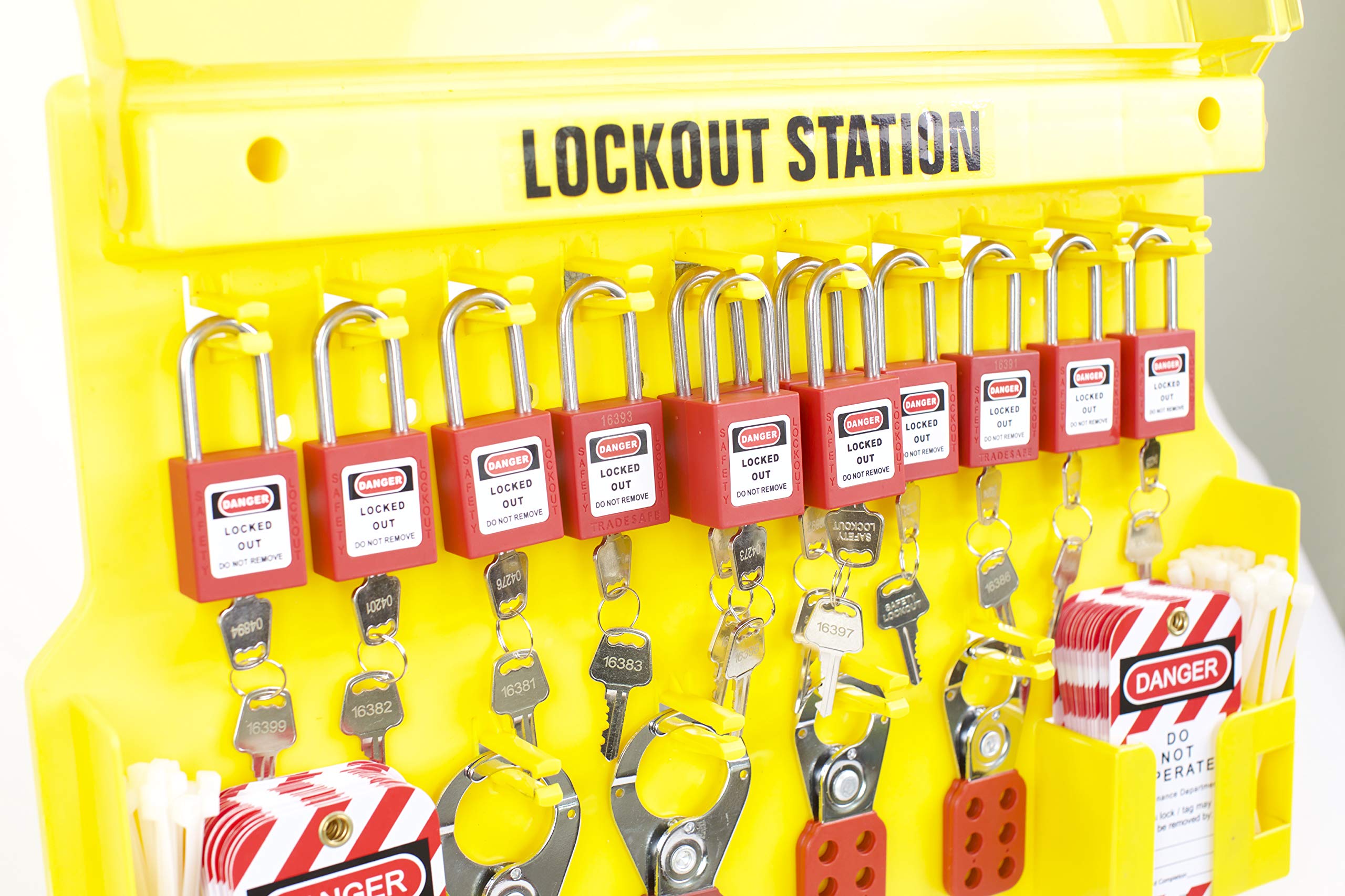 TRADESAFE XL Lockout Tagout Station with Loto Devices. 14 Pack Safety