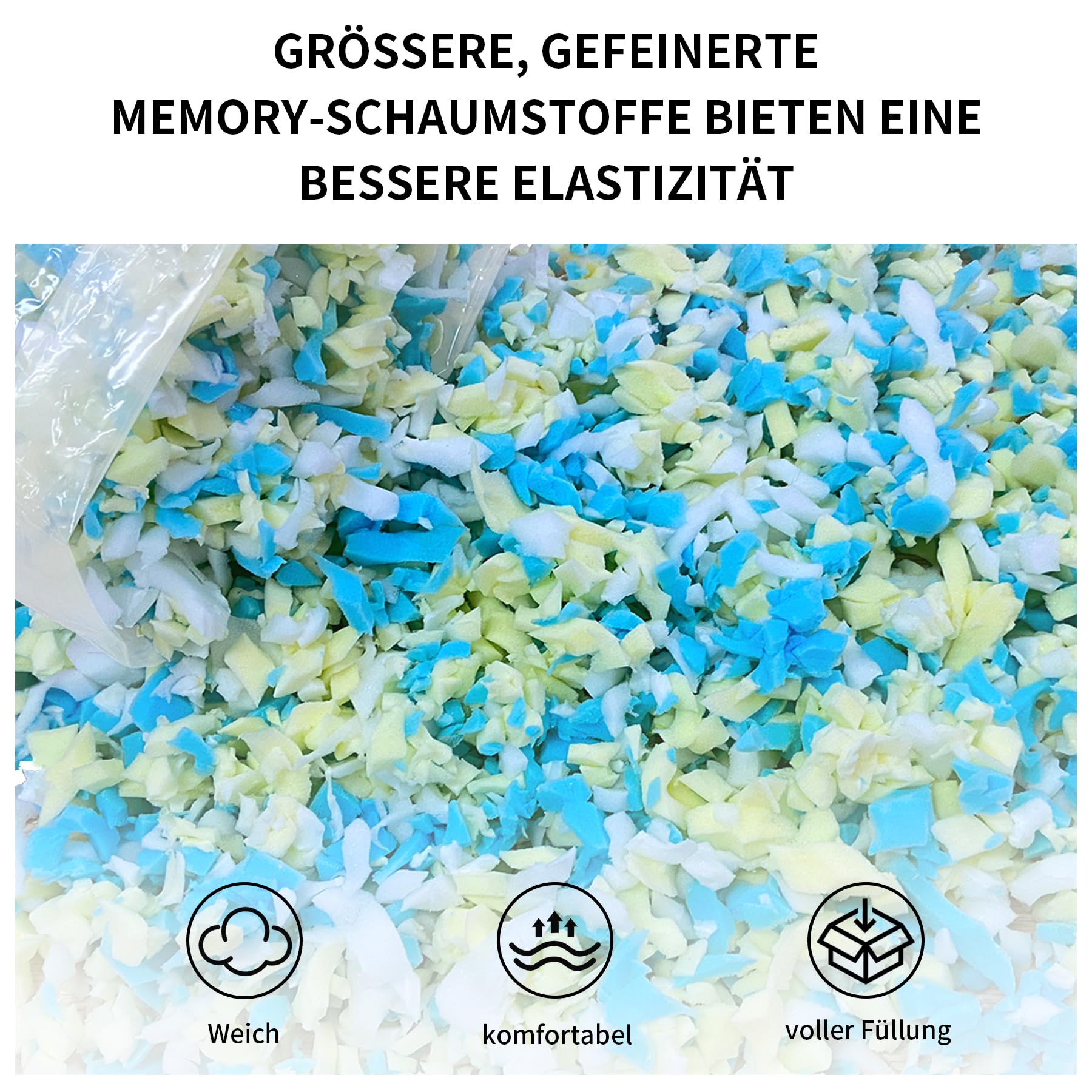 6.6kg Memory Foam-Füllung für Sitzsäcke, Hinzufügen von Gelpartikeln, gemütlich und weich, ideal zum Füllen von Sitzsäcken für Kinder, Kissen, Hundebetten, Sofakissen