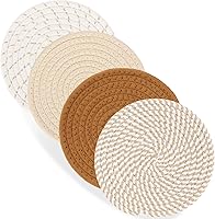 Billbotk 7" Trivets Set of 4 Heat Resistant Hot Pads for Pots, Pans & Dishes - Farmhouse Kitchen Decor, Boho Style Brown Cotton Rope