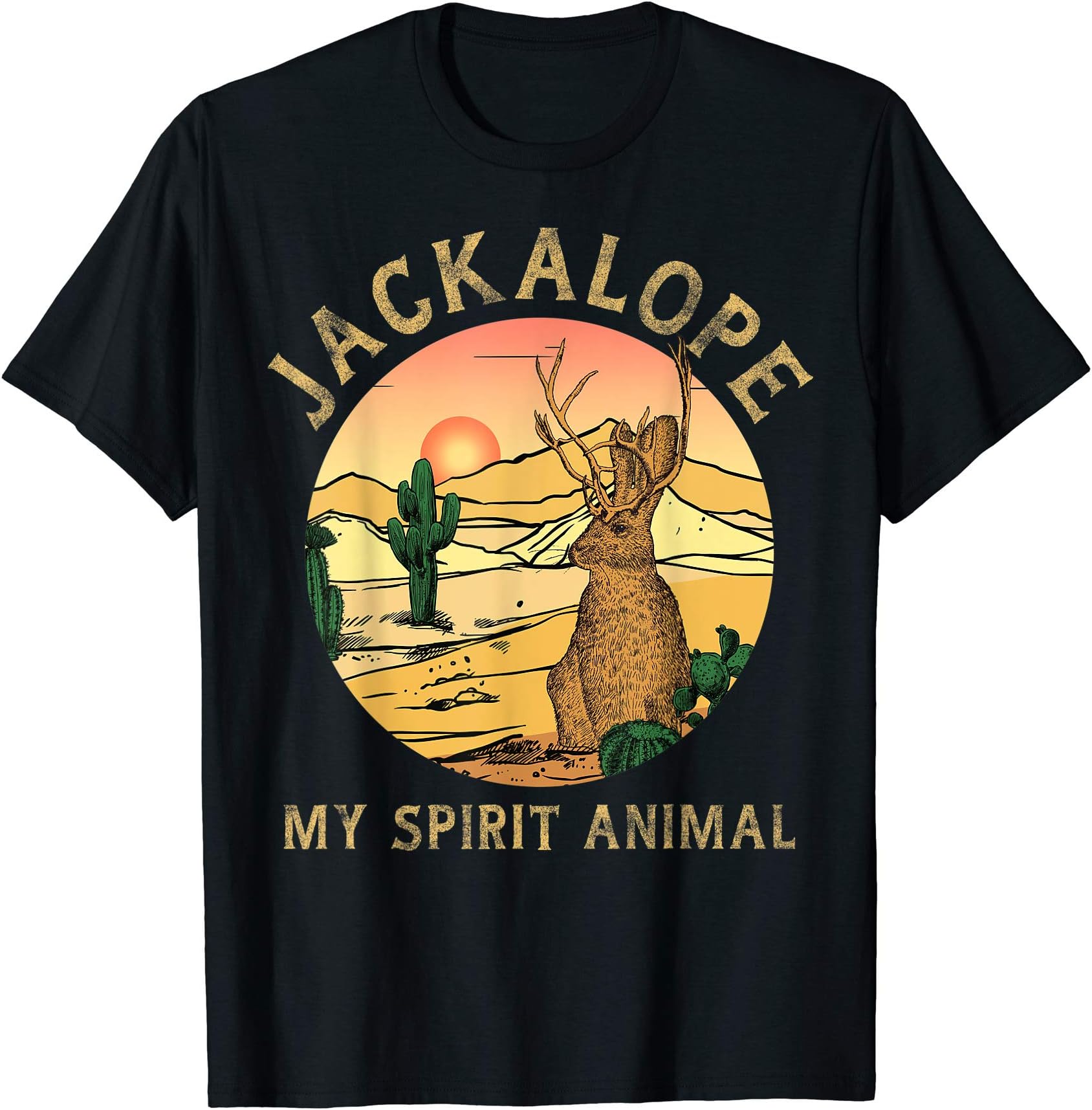Awesome Desert Sunshine Jackalope Cactus DesignForest Jackrabbit Desert Jackalope My Spirit Animal Design T-Shirt