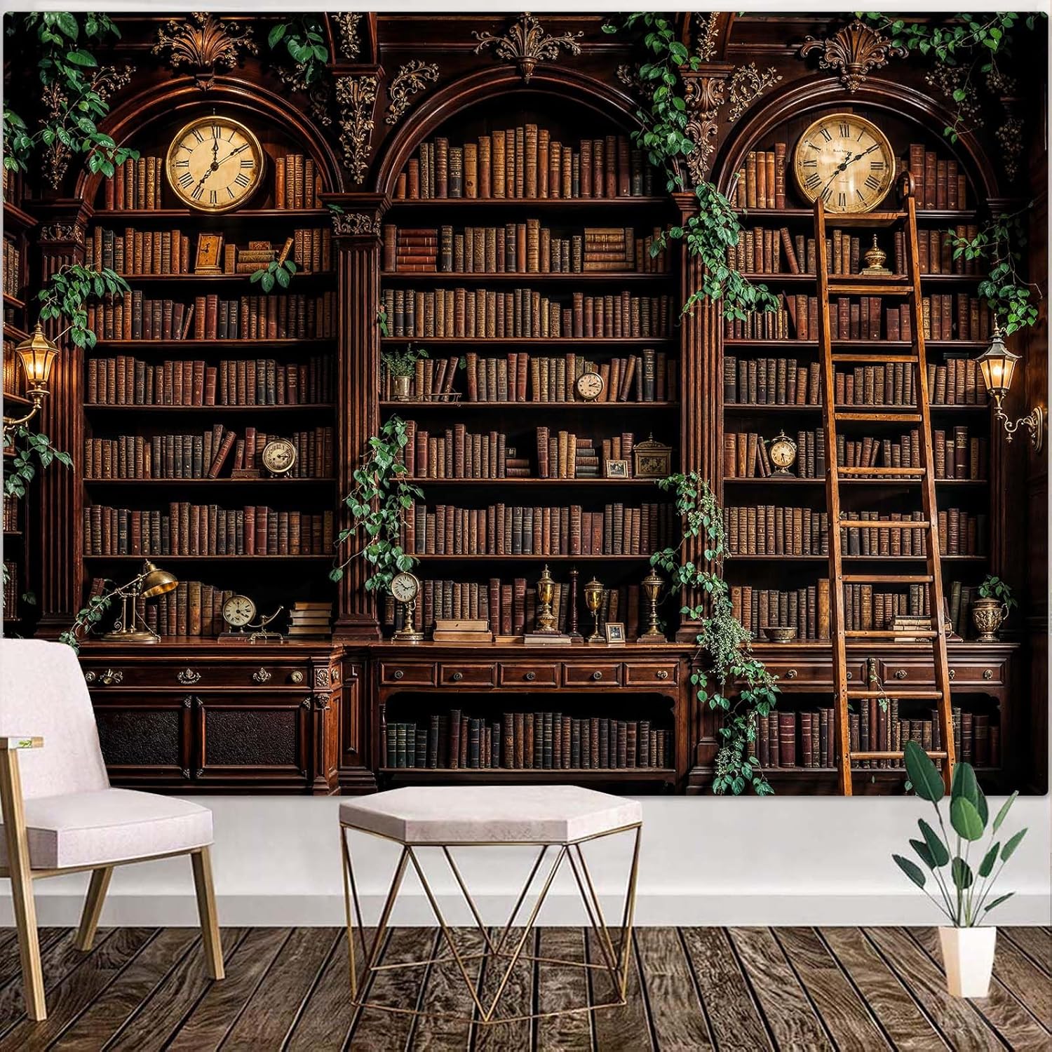 Spenlife Retro Bookshelf Tapestry Wall Decorative Tapestry Bookshelf Tapestries Wall Hanging for Bedroom Living Room Decor D 60"x80"