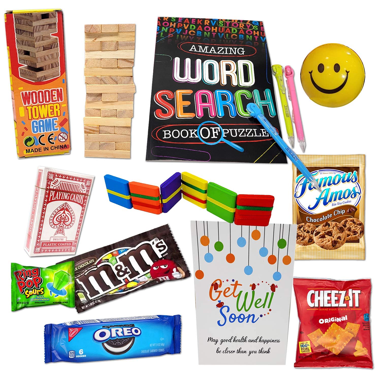 Kids GET WELL GIFT basket, Care package for a sick child boy/girl, Feel better soon for home or hospital w/activity games, toys, candy & snacks bundle, Covid, cancer, surgery recovery Encouragement