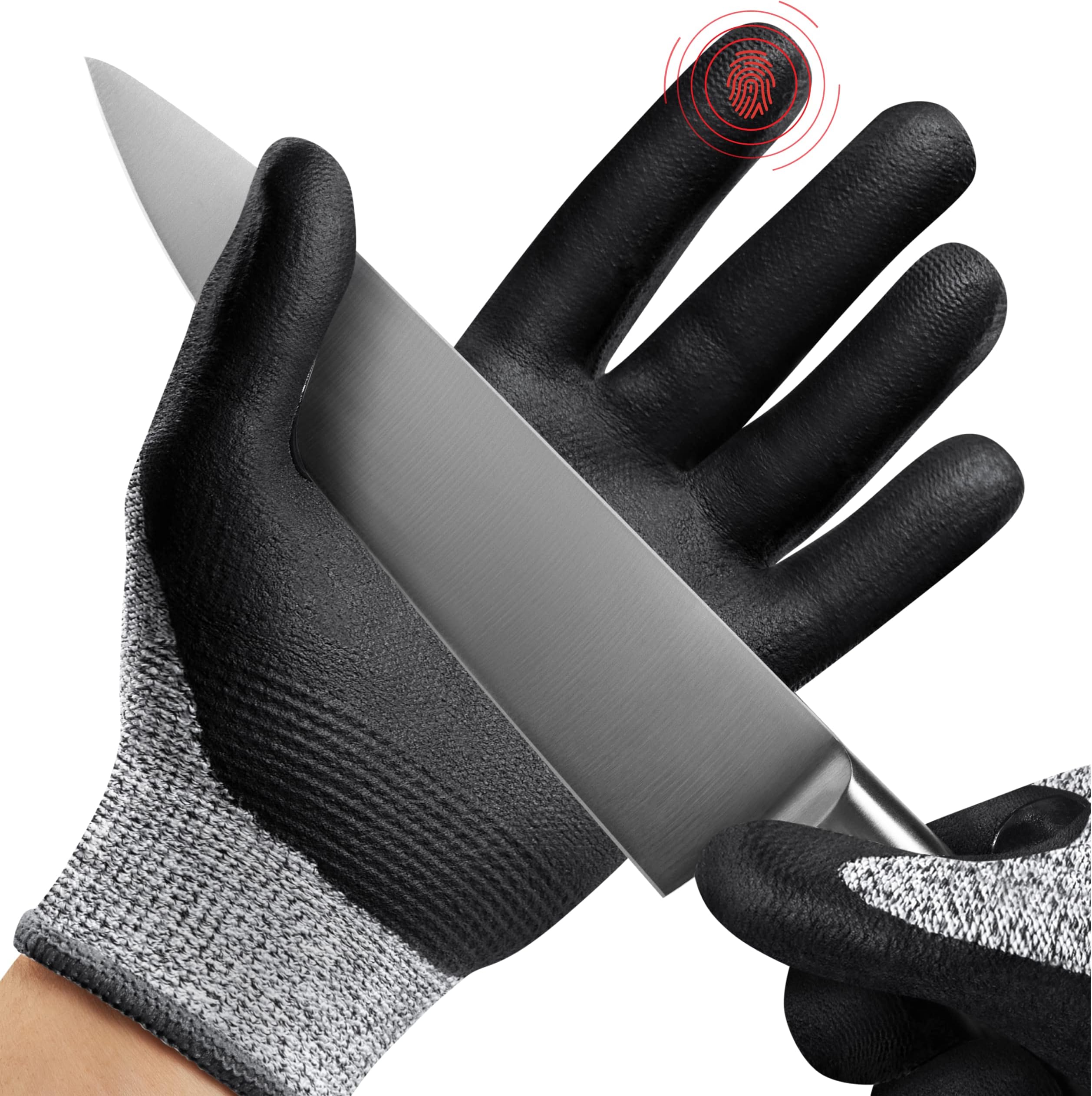 NoCryProfessional Cut Resistant Work Gloves for Men and Women with Firm Grip and Waterproof Palms — Cut Resistant Gloves with Touchscreen Tips & Reinforced Thumb — Cutting Gloves or Anti Cut Gloves